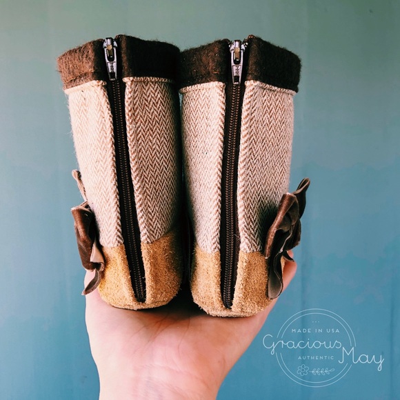 Gracious May Boots Suede Girls Size 5 6 7 10 Bow - Picture 3 of 4